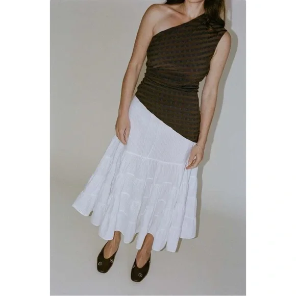 NWT Paloma Wool Long Etoile - White Cotton Blend Gathered Midi Maxi Skirt sz 38 - Picture 14 of 16